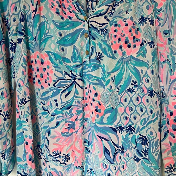 Lilly Pulitzer Elsa Silk Blouse Top Party Princess Design Small read desc - Picture 5 of 9